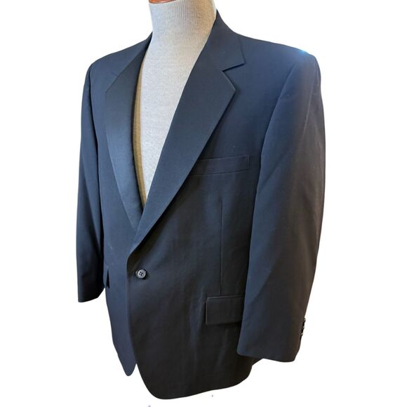 Evan Picone Men’s Tuxedo Jacket Black Sz. 44S Satin Lapel Single Button Occasion - Picture 3 of 12